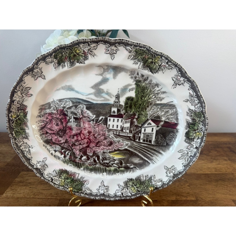 Johnson Brothers Friendly Village Village Green Oval Serving Platter Farmhouse